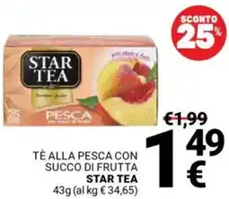 Supermercati Gulliver Tè alla pesca con succo di frutta STAR TEA offerta