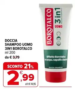 Iperal Doccia shampoo uomo 3in1 borotalco offerta