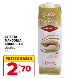 Iperal Latte di mandorla condorelli offerta