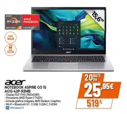 Ipercoop acer NOTEBOOK ASPIRE GO 15 AG15-42P-R3MB offerta
