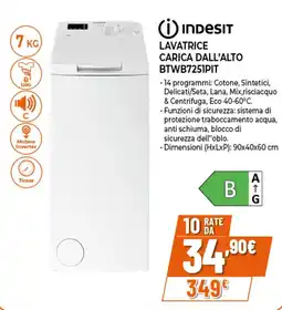 Ipercoop INDESIT LAVATRICE CARICA DALL'ALTO BTWB7251PIT offerta