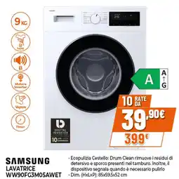 Ipercoop SAMSUNG LAVATRICE WW90FG3M05AWET offerta