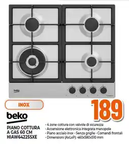 Ipercoop beko PIANO COTTURA A GAS HIAW64225SXE offerta