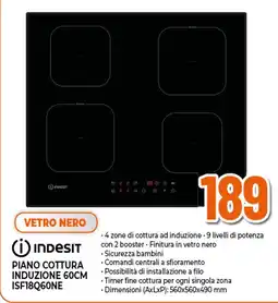 Ipercoop INDESIT PIANO COTTURA INDUZIONE ISF18Q60NE offerta