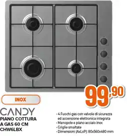 Ipercoop CANDY PIANO COTTURA A GAS CHW6LBX offerta