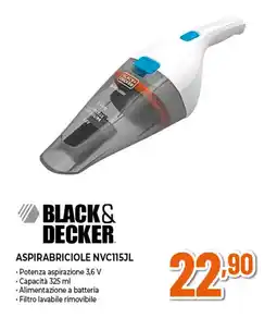 Ipercoop BLACK& DECKER ASPIRABRICIOLE NVC115JL offerta
