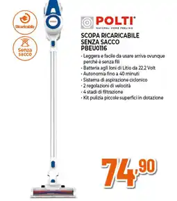 Ipercoop POLTI SCOPA RICARICABILE SENZA SACCO PBEU0116 offerta