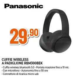 Ipercoop Panasonic CUFFIE WIRELESS A PADIGLIONE RBM300BEK offerta