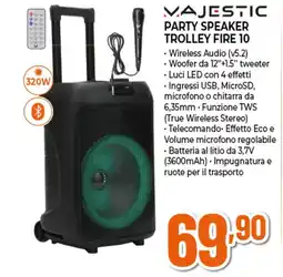 Ipercoop Majestic party speaker trolley fire 10 offerta