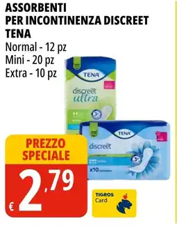 Tigros Assorbenti per incontinenza discreet tena offerta