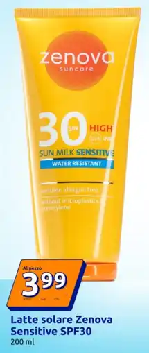 Action Latte solare zenova sensitive spf30 offerta