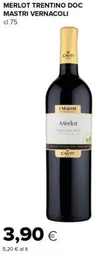 Tigre Merlot trentino doc MASTRI VERNACOLI offerta
