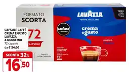 Iperal Capsule caffè crema e gusto lavazza a modo mio offerta