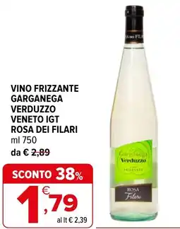 Iperal Vino frizzante garganega verduzzo veneto IGT ROSA DEI FILARI offerta