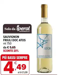 Iperal Sauvignon friuli DOC ATOS offerta