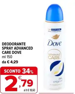 Iperal Deodorante spray advanced care DOVE offerta