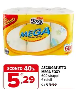 Iperal Asciugatutto mega foxy 600 strappi 6 rotoli offerta