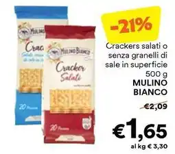 Unes Crackers salati o senza granelli di sale in superficie MULINO BIANCO offerta