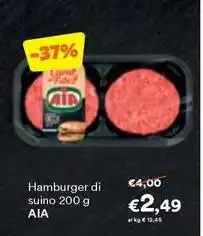 Unes Hamburger di suino AIA offerta