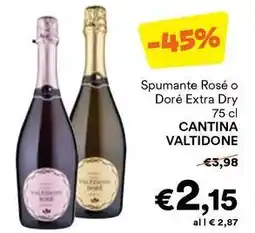 Unes Spumante Rosé o Doré Extra Dry CANTINA VALTIDONE offerta