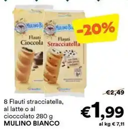 Unes 8 Flauti stracciatella, al latte o al cioccolato MULINO BIANCO offerta