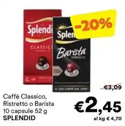 Unes Caffè Classico, Ristretto o Barista 10 capsule SPLENDID offerta