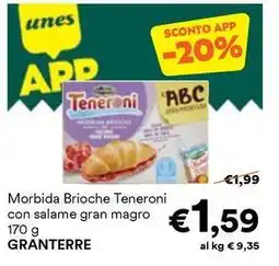 Unes Morbida Brioche Teneroni con salame gran magro GRANTERRE offerta