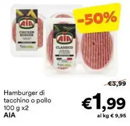 Unes Hamburger di tacchino o Hamburger di tacchino o pollo AIA offerta