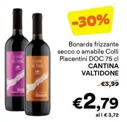 Unes Bonarda frizzante secco o amabile Colli Piacentini DOC CANTINA VALTIDONE offerta