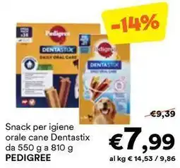 Unes Snack per igiene orale cane Dentastix PEDIGREE offerta