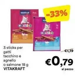 Unes 3 sticks per gatti tacchino e agnello o salmone VITAKRAFT offerta