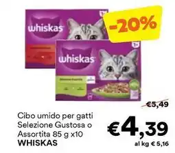 Unes Cibo umido per gatti Selezione Gustosa o Assortita WHISKAS offerta