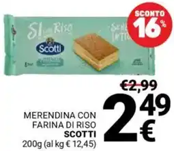 Supermercati Gulliver Merendina con farina di riso SCOTTI offerta