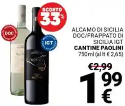 Supermercati Gulliver Alcamo di sicilia doc/frappato di sicilia igt CANTINE PAOLINI offerta