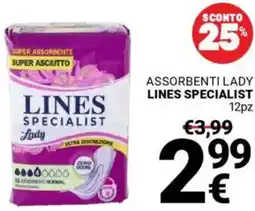 Supermercati Gulliver Assorbenti lady LINES SPECIALIST offerta