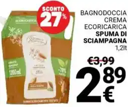 Supermercati Gulliver Bagnodoccia crema ecoricarica SPUMA DI SCIAMPAGNA offerta