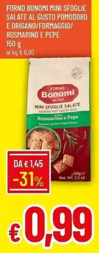Galassia Forno bonomi mini sfoglie salate al gusto pomodoro e origano/formaggio/ rosmarino e pepe offerta