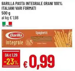 Galassia Barilla pasta integrale grani 100% italiani offerta