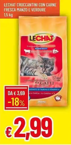 Galassia Lechat croccantini con carne fresca manzo e verdure offerta