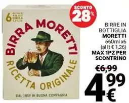 Supermercati Gulliver Birre in bottiglia MORETTI offerta