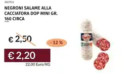 Prezzemolo e Vitale Negroni salame alla cacciatora dop mini offerta