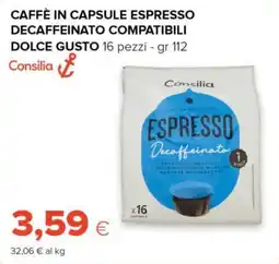 Tigre Consilia caffè in capsule espresso decaffeinato compatibili dolce gusto offerta