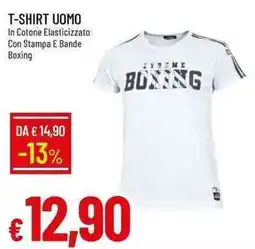 Galassia T-shirt uomo In Cotone Elasticizzato Con Stampa E Bande Boxing offerta