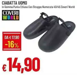 Galassia Ciabatta uomo In Gomma Punta Chiusa Con Strappo Numerata 40/45 Coveri World offerta
