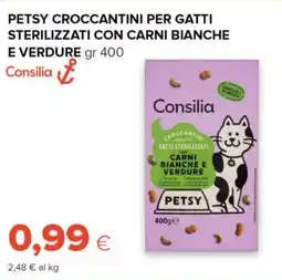 Tigre Consilia petsy croccantini per gatti sterilizzati con carni bianche e verdure offerta