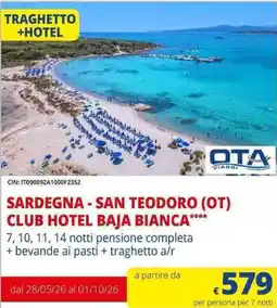 Galassia Sardegna-san teodoro (ot) club hotel baja bianca offerta