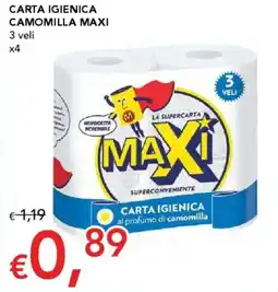 Migross Supermercati e Market Carta igienica camomilla maxi 3 veli x4 offerta