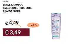 Prezzemolo e Vitale Elvive shampoo hyaluronic pure cute grassa offerta