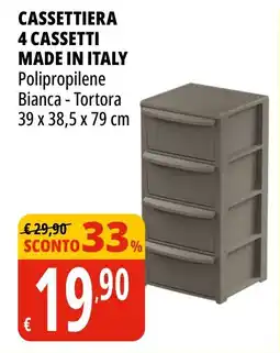 Tigros Cassettiera 4 cassetti made in italy offerta