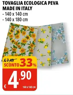 Tigros Tovaglia ecologica peva made in italy offerta